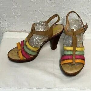 Born Riviera Sandals Heels Platform Strappy Multicolor Shoes